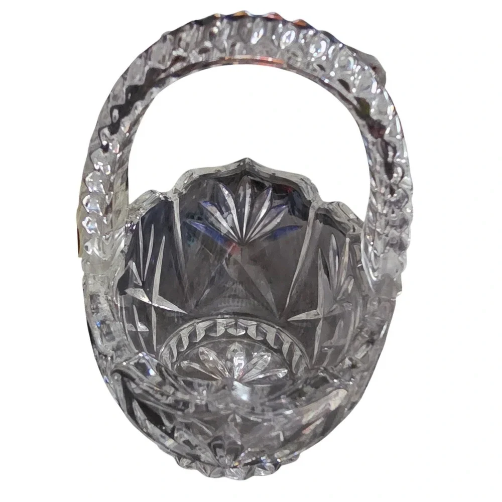 Anna Hutte Bleikristall 24% Lead Crystal Basket Hand Cut West Germany 4in